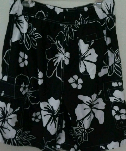 ❌SOLD❌Merona Floral Bathing Suit Trunk Board Shorts, M - Picture 3 of 8